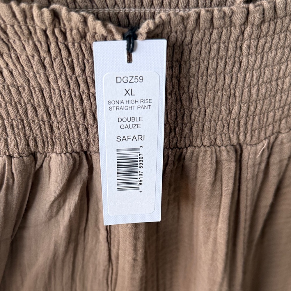 Michael Stars Wide Leg Smocked Waist Pants in Brown - Picture 2 of 4